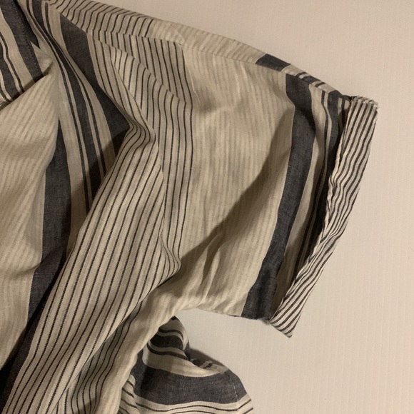 THREAD and Supply Striped Cotton Cropped Button Down Shirt Size M- New W/Out Tag - Picture 9 of 10